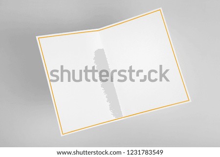 Blank greeting card decorated with gold frame
