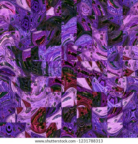 bright squares mosaic in ultra violet and purple abstract elements