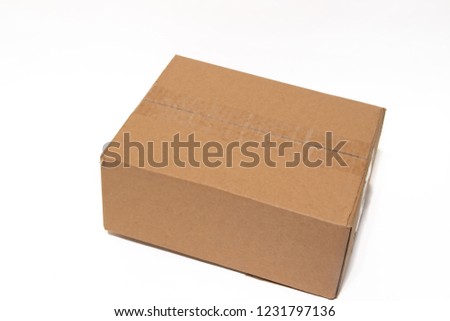 Cardboard box on a white background. Product packaging Royalty-Free Stock Photo #1231797136