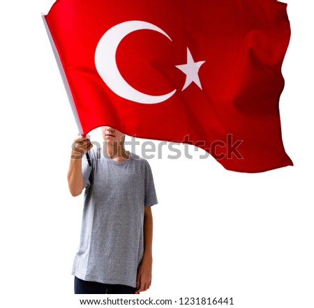 Boys waving Turkey flag. (Türk bayrağı)