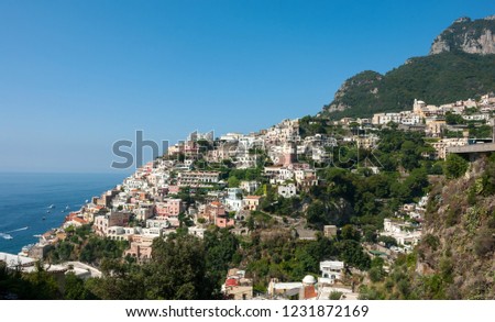 Coastal towns in Capri, Italy. Positano, and Amalfi coast