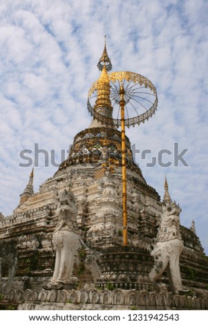 White old pagoda architecture beauty style lanna in north Thailand