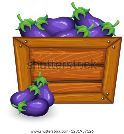 Eggplant on wooden board illustration