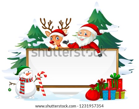 Santa on wooden board illustration