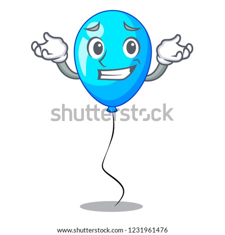 Grinning blue balloon character on the rope