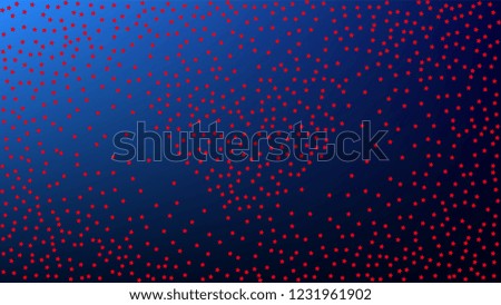 USA Independence Day. Colors of American Flag. Red, Blue and White Stars on Blue Gradient Background. Abstract Background with Many Random Falling Stars Confetti on Blue Background. 