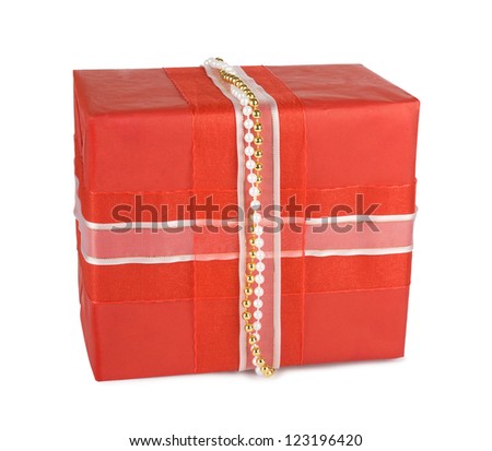 Holiday gift boxes decorated with bows and ribbons isolated on white background