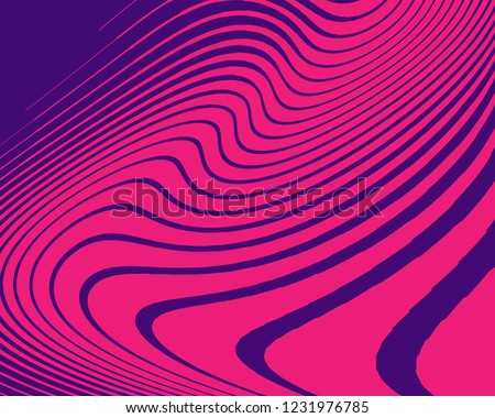 Wave design pink and purple color. Digital image with a psychedelic stripes. Vector illustration  Abstract pattern. Texture with wavy, curves lines. Optical art background.