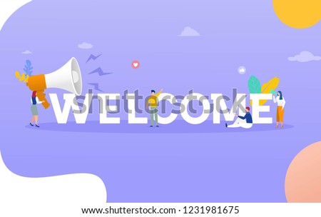 Welcome word with megaphone vector illustration concept, can use for, landing page, template, ui, web, mobile app, poster, banner, flyer