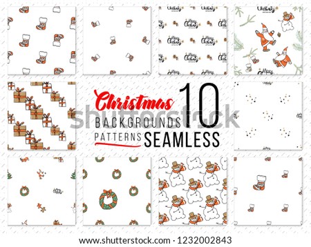 Hand drawn Christmas patterns design kit.
