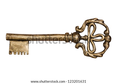 Old key isolated on white Royalty-Free Stock Photo #123201631