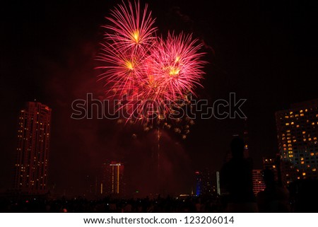 Fireworks at Bangkok. It happy new year, Thailand
