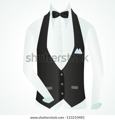 vest shirt and bow tie in business style, vector illustration