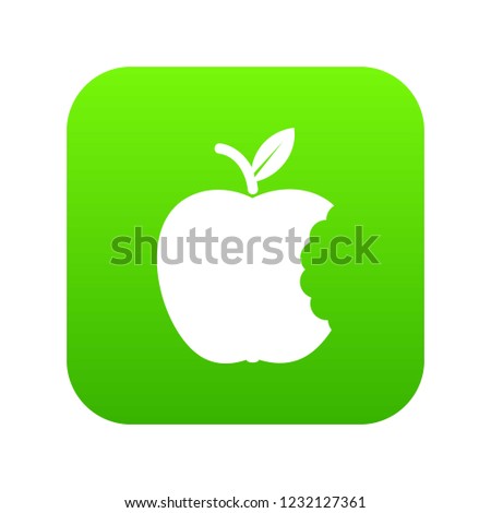 Bite apple icon green vector isolated on white background