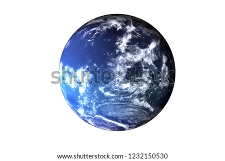 Fiction blue planet with atmosphere. Planet neptune of solar system isolated. Elements of this image furnished by NASA.