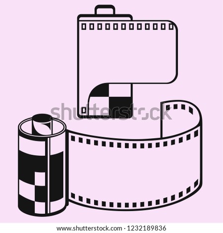 photo film cartridge, camera film roll vector  isolated