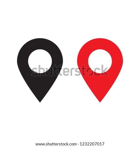 Red and black maps pin. Location map icon. Location pin. Pin icon vector.