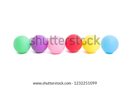 colored balls ping pong isolated on white background Royalty-Free Stock Photo #1232251099