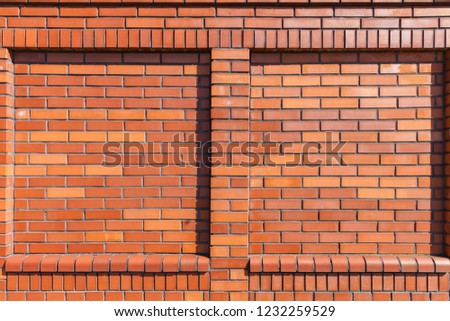 New brick wall with two square shallow niches