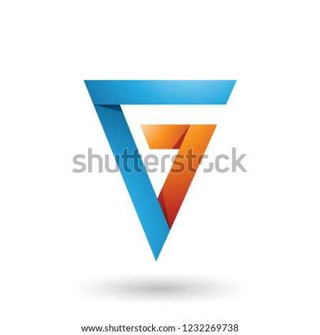Vector Illustration of Blue and Orange Folded Triangle Letter G isolated on a White Background