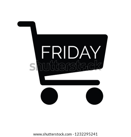 Black trolley with Friday word. It is a symbol of black friday.