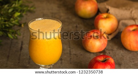 apple juice fresh (smoothie). top view. copy space
