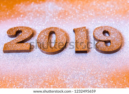 New year concept. Happy New Year Banner with Gold 2019 Numbers. Creative background 2019. 