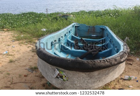 Speed boat at repair dock ,marina Beach,in Lagos Nigeria
