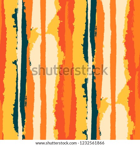 Grunge Background with Stripes. Painted Lines. Texture with Vertical Dry Brush Strokes. Scribbled Grunge Motif for Linen, Fabric, Wallpaper. Rustic Vector Background with Stripes