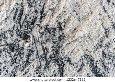 top view of flour on the table background