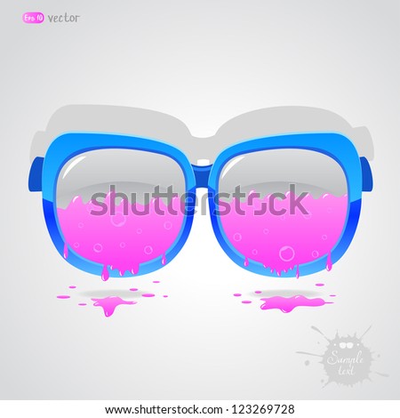 illustration with sunglasses coming off pink paint