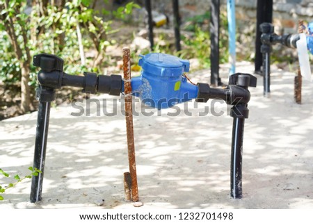 Water Meter with water pipe and valve in Thailand.