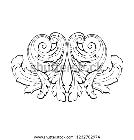 Baroque vector decorations element with flourishes calligraphic ornament. Vintage style design collection for Posters, Placards, Invitations, Banners, Badges and Logotypes.