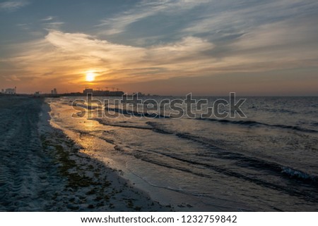 Beautiful view of sunset at sandy beach