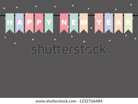 Illustration vector of pastel colored bunting flags banner with Happy New Year letter
