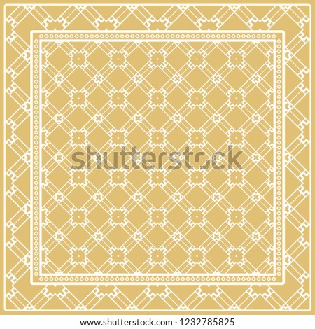 Design with abstract hand drawn geometric pattern with decorative element. Vector illustration. Template design for card, shawl, bandanna, fashion print.