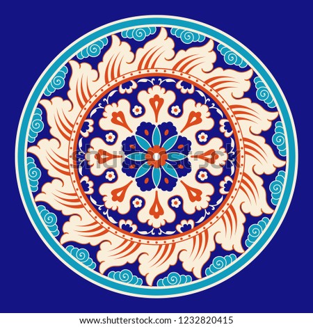 Floral pattern for your design. Traditional Turkish – Ottoman frame. Iznik. Vector 
