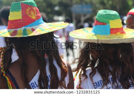 Ethiopia, Eritrea, flag, hat Royalty-Free Stock Photo #1232831125