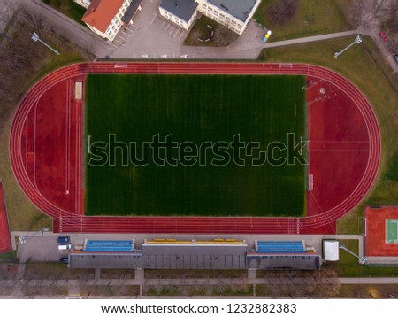 Aerial shot of school sport stadium