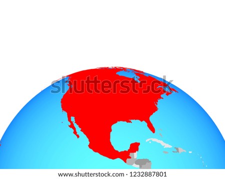 NAFTA memeber states on political globe. 3D illustration.
