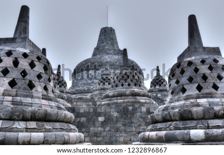 Stupas at Borobudur Temple, Yogjakarta Central Java, Indonesia