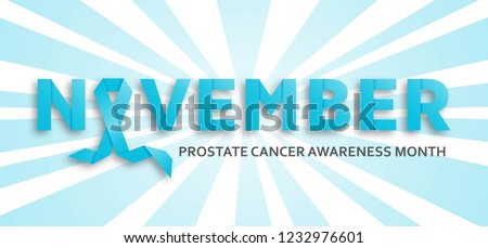 Prostate cancer awareness month background with blue ribbon. Vector illustration
