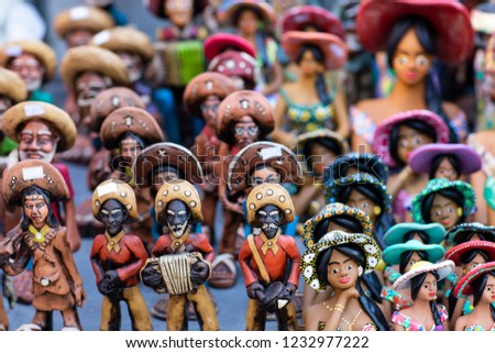 Clay dolls. Clay dolls from the north of Brazil. Clay dolls from Brazil. Concept of musicians and women. 