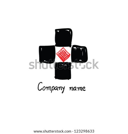 logo black and red for company name vector illustration