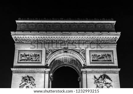 Arc de Triomphe in Paris, France (black and white picture)