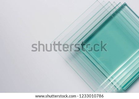Glass Factory produces a variety of transparent glass thicknesses. Royalty-Free Stock Photo #1233010786