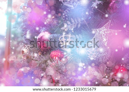 Christmas decorations on boken light background