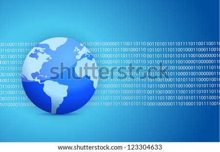 binary Business Globe illustration design on blue background