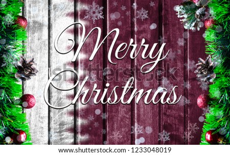 Merry christmas holiday concept with blurred flag image of Qatar, Xmas background