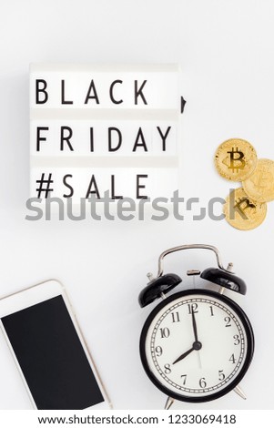 Creative Top view flat lay promotion composition Black friday sale text on lightbox white background copy space Template Black friday sale mockup fall thanksgiving promotion advertising